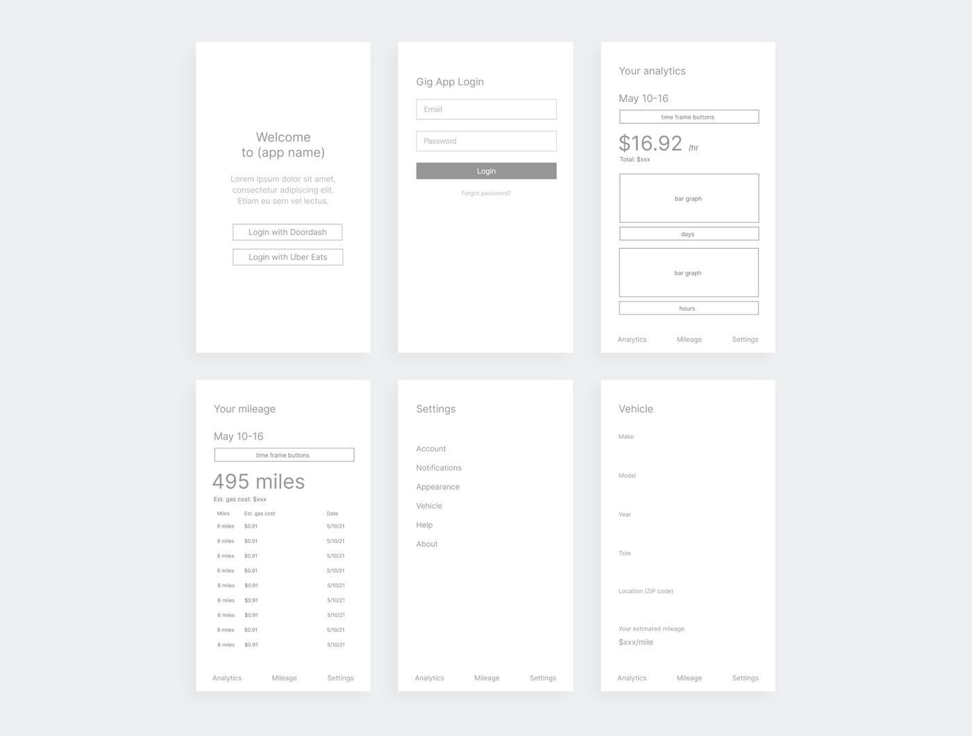 DeliverSmart - Low-fidelity wireframes