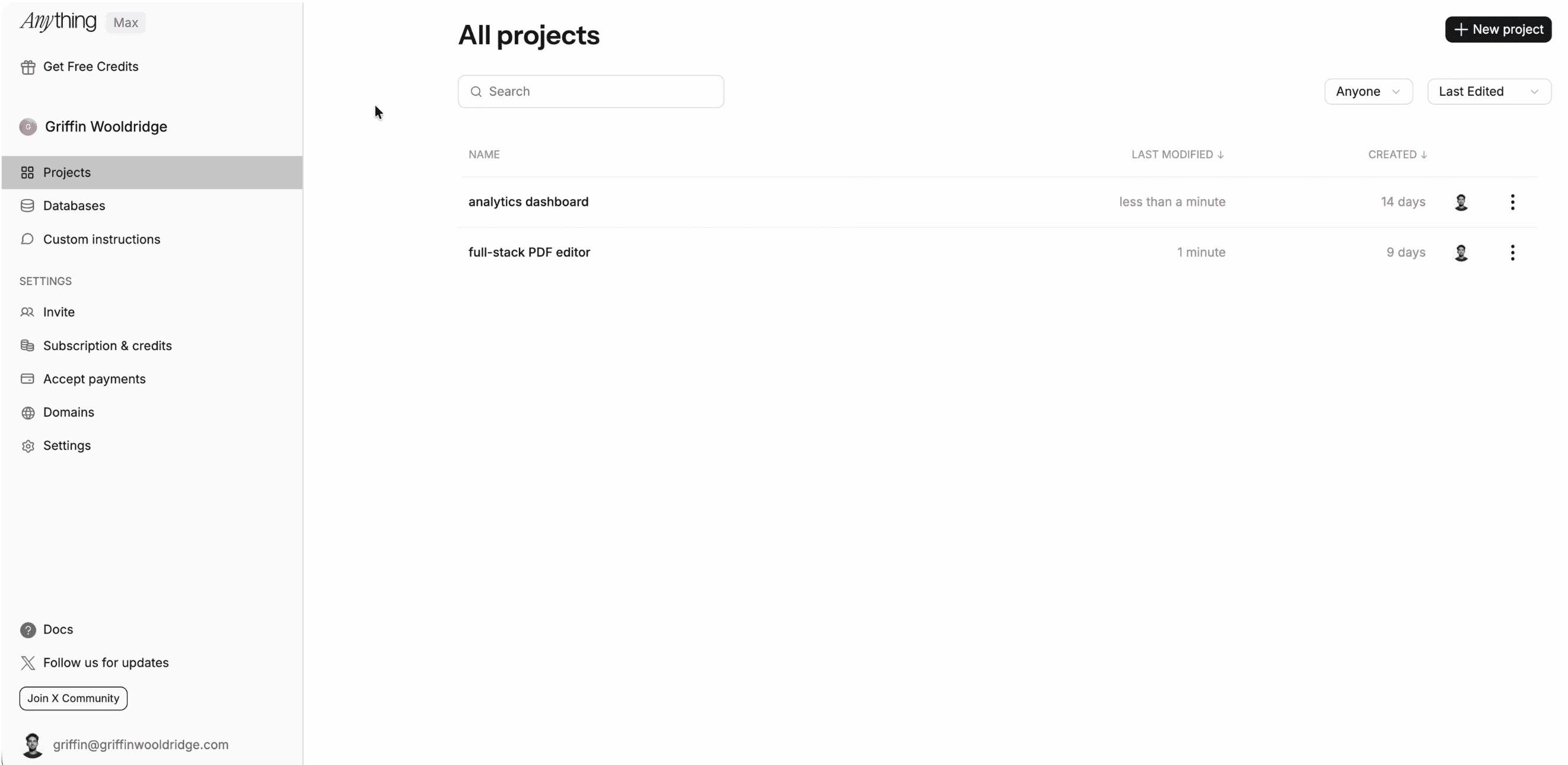 Anything AI Review (2026): Pricing, Limits & What It Actually Builds - Building a real app: a freelance client portal