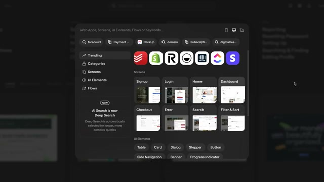 Mobbin library for researching real app screens and UI patterns with an AI agent
