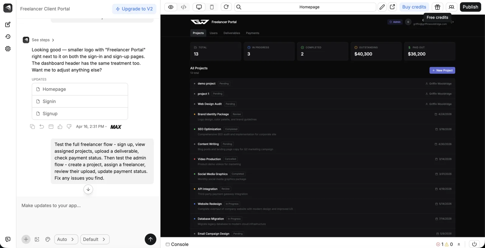 Anything AI Review (2026): Pricing, Limits & What It Actually Builds - The first dashboard